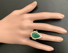 Load image into Gallery viewer, 8.20 Carats Natural Emerald and Diamond 14K Solid Yellow Gold Ring