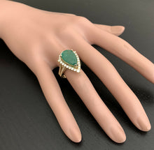 Load image into Gallery viewer, 8.20 Carats Natural Emerald and Diamond 14K Solid Yellow Gold Ring