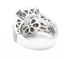 Load image into Gallery viewer, 3.80ct Natural Emerald &amp; Diamond 14k Solid White Gold Ring