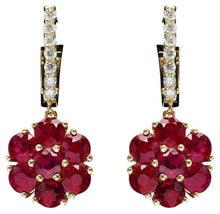 Load image into Gallery viewer, 6.55ct Ruby and Natural Diamond 14k Solid White Gold Earrings