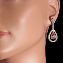 Load image into Gallery viewer, 8.70ct Natural Morganite and Diamond 14k Solid Yellow Gold Earrings