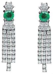 4.60ct Natural Emerald and Diamond 14k Solid White Gold Earrings