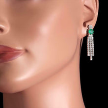 Load image into Gallery viewer, 4.60ct Natural Emerald and Diamond 14k Solid White Gold Earrings