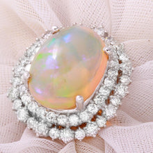 Load image into Gallery viewer, 8.31 Carats Natural Impressive Ethiopian Opal and Diamond 14K Solid White Gold Ring