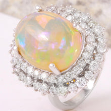 Load image into Gallery viewer, 8.31 Carats Natural Impressive Ethiopian Opal and Diamond 14K Solid White Gold Ring