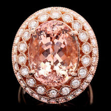 Load image into Gallery viewer, 11.30 Carats Natural Morganite and Diamond 14K Solid Rose Gold Ring