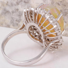 Load image into Gallery viewer, 8.31 Carats Natural Impressive Ethiopian Opal and Diamond 14K Solid White Gold Ring