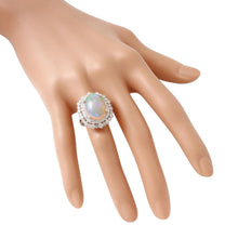 Load image into Gallery viewer, 8.31 Carats Natural Impressive Ethiopian Opal and Diamond 14K Solid White Gold Ring