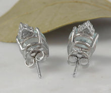 Load image into Gallery viewer, 4.25 Ct Natural Aquamarine and Diamond 14k Solid White Gold Stud Earrings