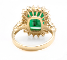Load image into Gallery viewer, 5.20ct Natural Emerald &amp; Diamond 14k Solid Yellow Gold Ring