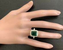 Load image into Gallery viewer, 5.20ct Natural Emerald &amp; Diamond 14k Solid Yellow Gold Ring