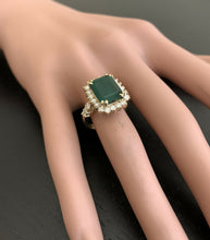 Load image into Gallery viewer, 5.20ct Natural Emerald &amp; Diamond 14k Solid Yellow Gold Ring