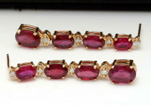 Load image into Gallery viewer, 9.30ct Red Ruby and Diamond 14k Solid Yellow Gold Earrings