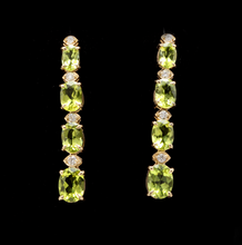 Load image into Gallery viewer, 9.40ct Natural Peridot and Diamond 14k Solid Yellow Gold Earrings