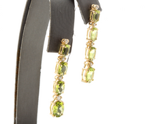 Load image into Gallery viewer, 9.40ct Natural Peridot and Diamond 14k Solid Yellow Gold Earrings