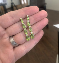Load image into Gallery viewer, 9.40ct Natural Peridot and Diamond 14k Solid Yellow Gold Earrings