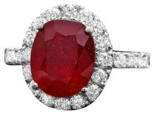 Load image into Gallery viewer, 6.10 Carats Natural Red Ruby and Diamond 14K Solid White Gold Ring