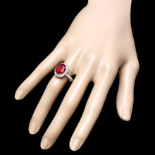 Load image into Gallery viewer, 6.10 Carats Natural Red Ruby and Diamond 14K Solid White Gold Ring