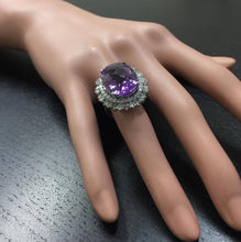 Load image into Gallery viewer, 17.52 Carats Natural Amethyst and Diamond 14K Solid White Gold Ring