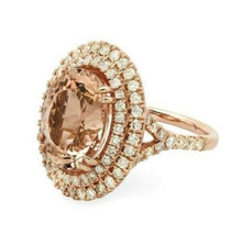 Load image into Gallery viewer, 9.40 Carats Natural Morganite and Diamond 14k Solid Rose Gold Ring