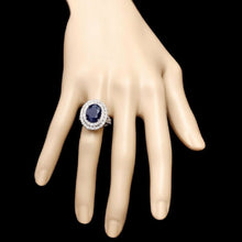 Load image into Gallery viewer, 7.40ct Natural Blue Sapphire &amp; Diamond 14k Solid White Gold Ring