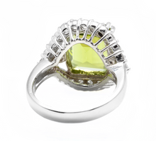 Load image into Gallery viewer, 9.00 Carats Natural Peridot and Diamond 14k Solid White Gold Ring