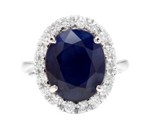 Load image into Gallery viewer, 8.80 Carats Natural Sapphire and Diamond 14k Solid White Gold Ring