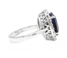 Load image into Gallery viewer, 8.80 Carats Natural Sapphire and Diamond 14k Solid White Gold Ring