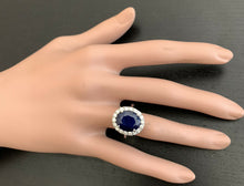 Load image into Gallery viewer, 8.80 Carats Natural Sapphire and Diamond 14k Solid White Gold Ring