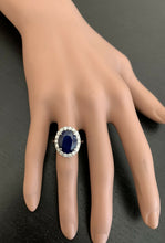 Load image into Gallery viewer, 8.80 Carats Natural Sapphire and Diamond 14k Solid White Gold Ring