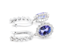 Load image into Gallery viewer, 5.25ct Natural Tanzanite and Diamond 18k Solid White Gold Earrings