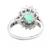 Load image into Gallery viewer, 4.30ct Natural Emerald &amp; Diamond 14k Solid White Gold Ring