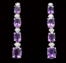 Load image into Gallery viewer, Exquisite 7.40 Carats Natural Amethyst and Diamond 14K Solid White Gold Earrings