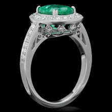 Load image into Gallery viewer, 2.70 Carats Natural Emerald and Diamond 14K Solid White Gold Ring