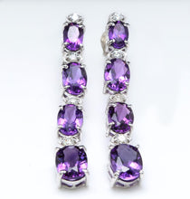 Load image into Gallery viewer, Exquisite 7.40 Carats Natural Amethyst and Diamond 14K Solid White Gold Earrings