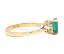 Load image into Gallery viewer, 1.28ct Natural Emerald &amp; Diamond 14k Solid Yellow Gold Ring