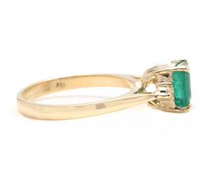 1.28ct Natural Emerald & Diamond 14k Solid Yellow Gold Ring