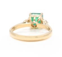 Load image into Gallery viewer, 1.28ct Natural Emerald &amp; Diamond 14k Solid Yellow Gold Ring