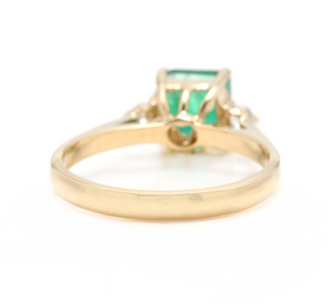 1.28ct Natural Emerald & Diamond 14k Solid Yellow Gold Ring