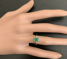 Load image into Gallery viewer, 1.28ct Natural Emerald &amp; Diamond 14k Solid Yellow Gold Ring