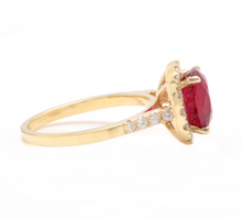 Load image into Gallery viewer, 4.60 Carats Red Ruby and Natural Diamond 14k Solid Yellow Gold Ring