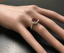 Load image into Gallery viewer, 4.60 Carats Red Ruby and Natural Diamond 14k Solid Yellow Gold Ring