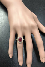 Load image into Gallery viewer, 4.60 Carats Red Ruby and Natural Diamond 14k Solid Yellow Gold Ring