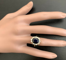 Load image into Gallery viewer, 6.70 Carats Natural Sapphire and Diamond 14k Solid Yellow Gold Ring