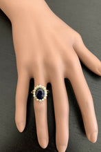 Load image into Gallery viewer, 6.70 Carats Natural Sapphire and Diamond 14k Solid Yellow Gold Ring