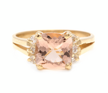Load image into Gallery viewer, 2.12 Carats Natural Morganite and Diamond 14k Solid Yellow Gold Ring