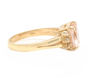 2.12 Carats Natural Morganite and Diamond 14k Solid Yellow Gold Ring