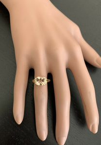2.12 Carats Natural Morganite and Diamond 14k Solid Yellow Gold Ring