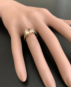 2.12 Carats Natural Morganite and Diamond 14k Solid Yellow Gold Ring