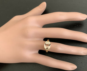 2.12 Carats Natural Morganite and Diamond 14k Solid Yellow Gold Ring